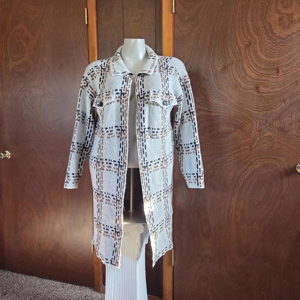 Stylish Black and White Patterned Coat